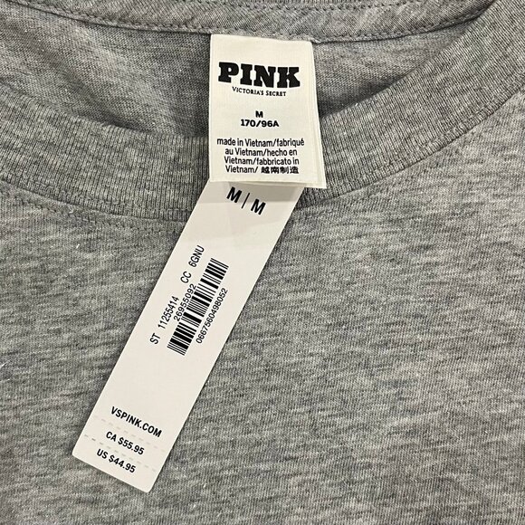 Victoria's Secret PINK Campus Long Sleeve Tee (Heather Grey Bling) - Picture 7 of 10